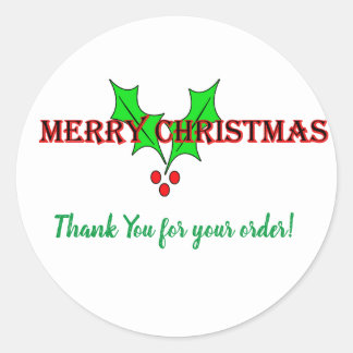 Merry Christmas, Thank You for your order Classic Round Sticker