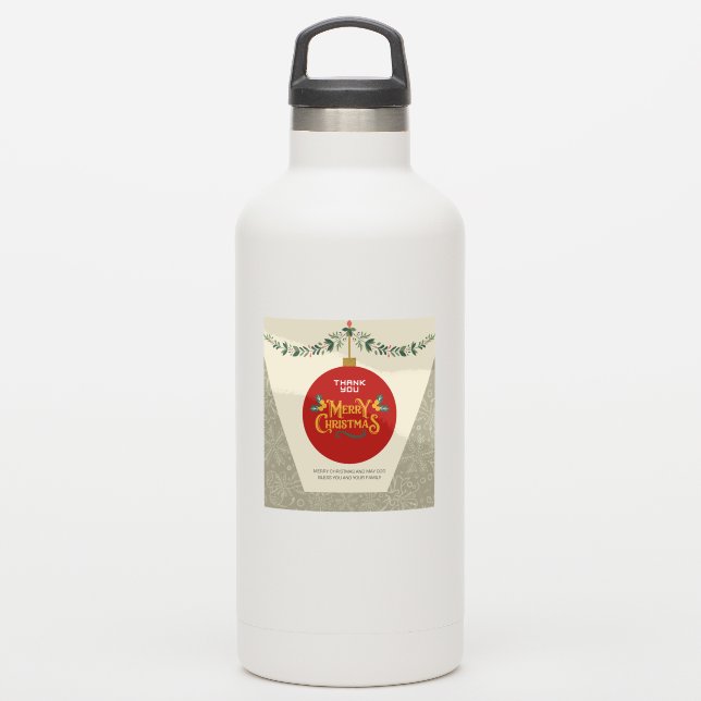 Merry Christmas & Thank You Holiday Sticker (Waterbottle)
