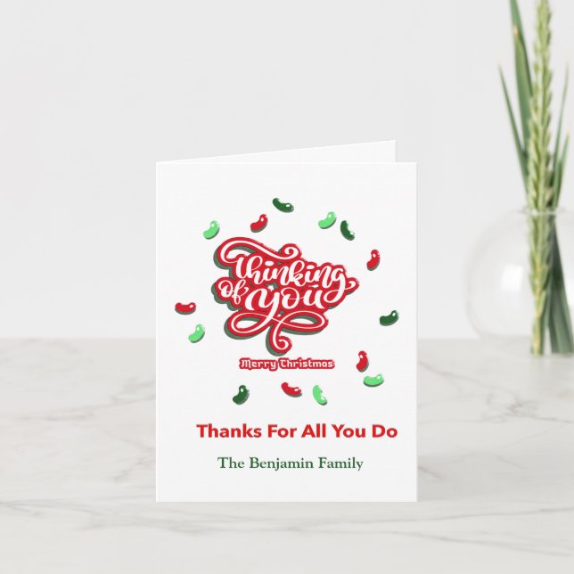 Merry Christmas Thank You Holidays Red Green Holiday Card (Front)