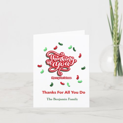 Merry Christmas Thank You Holidays Red Green Holiday Card