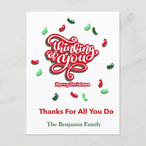 Merry Christmas Thank You Holidays Red Green Holiday Postcard