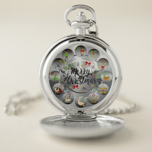 Merry Christmas  The 12 Days Of Christmas  Pocket Watch