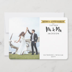 Merry Christmas The New Mr. & Mrs. 1 Photo Card