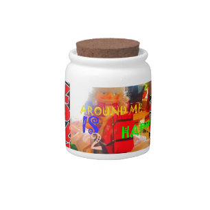 Merry Christmas The world around me is happy to ha Candy Jar
