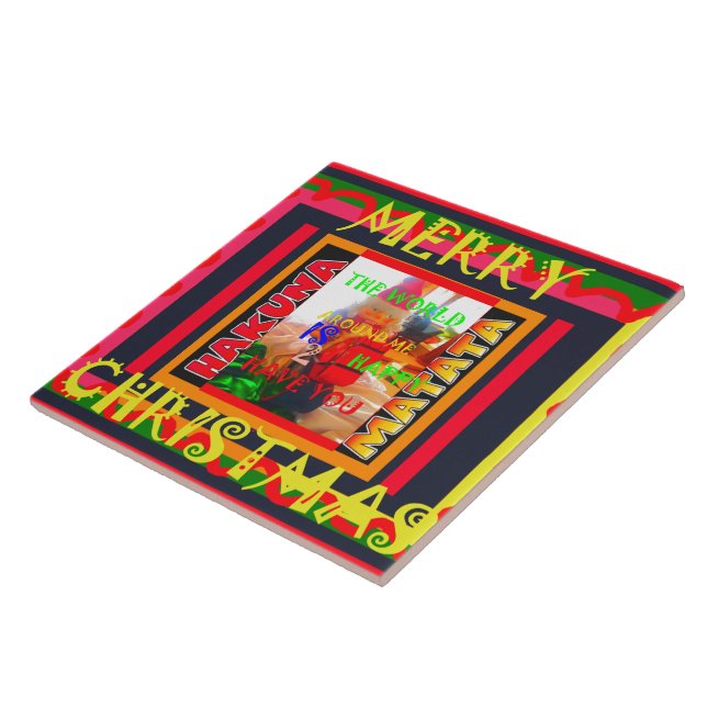 Merry Christmas The world around me is happy to ha Ceramic Tile (Side)