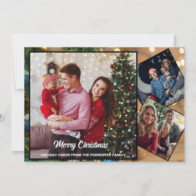  Merry Christmas three family Photo   Holiday Card (Front)