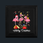 Merry Christmas Three Flamingo With Santa Hat Gift Box<br><div class="desc">Merry Christmas Three Flamingo With Santa Hat</div>