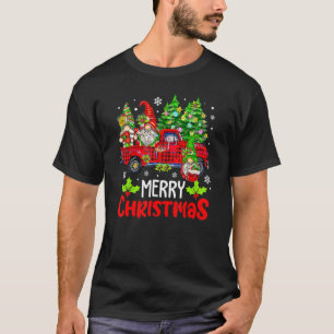 Merry Christmas Three Gnome Buffalo Plaid Red Tru T-Shirt