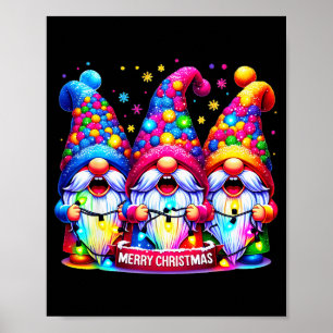 Merry Christmas Three Gnomes Xmas Family Men Women Poster
