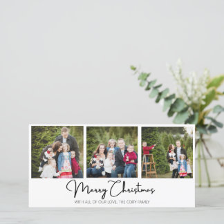 Merry Christmas Three Image Flat Holiday Card