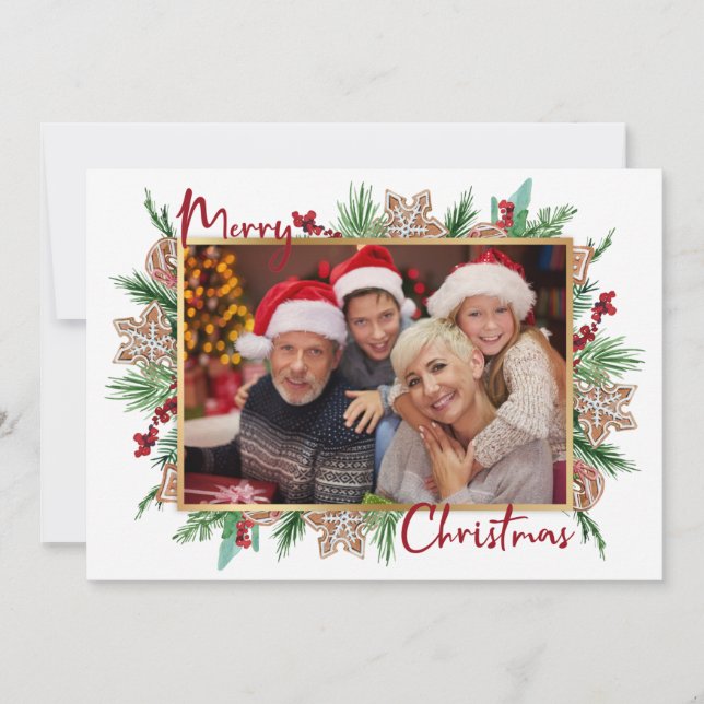 Merry Christmas Three Pictures Photo  Holiday Card (Front)