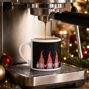 Merry Christmas Three Red Gnomes Espresso Mug