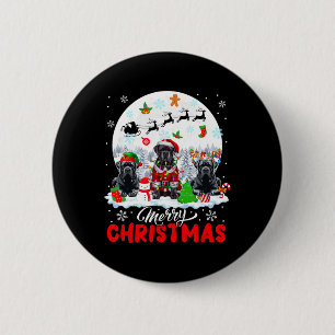 Merry Christmas Three Santa Elf Reindeer Cane Cors Button