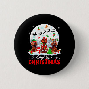 Merry Christmas Three Santa Elf Reindeer Irish Set Button