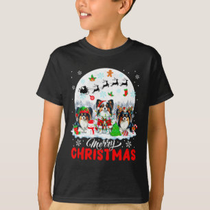 Merry Christmas Three Santa Elf Reindeer Papillons T-Shirt