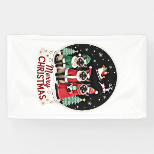 Merry Christmas Three Santa Elf Reindeer Siamese C Banner