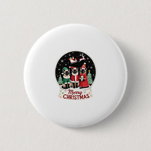 Merry Christmas Three Santa Elf Reindeer Siamese C Button
