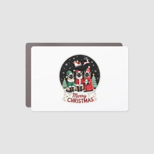 Merry Christmas Three Santa Elf Reindeer Siamese C Car Magnet