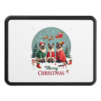 Merry Christmas Three Santa Elf Reindeer Siamese C Hitch Cover