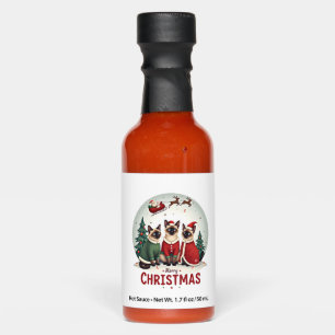 Merry Christmas Three Santa Elf Reindeer Siamese C Hot Sauces