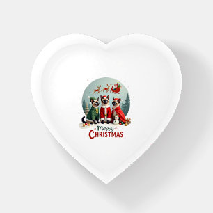 Merry Christmas Three Santa Elf Reindeer Siamese C Paperweight
