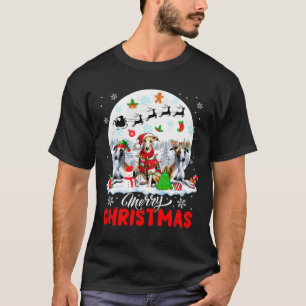 Merry Christmas Three Santa Elf Reindeer Whippets T-Shirt