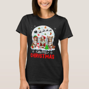 Merry Christmas Three Santa Reindeer Australian Sh T-Shirt