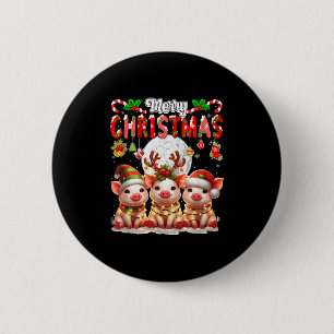 Merry Christmas Three Santa Reindeer Elf Gs Colorf Button