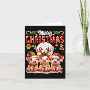 Merry Christmas Three Santa Reindeer Elf Gs Colorf Card