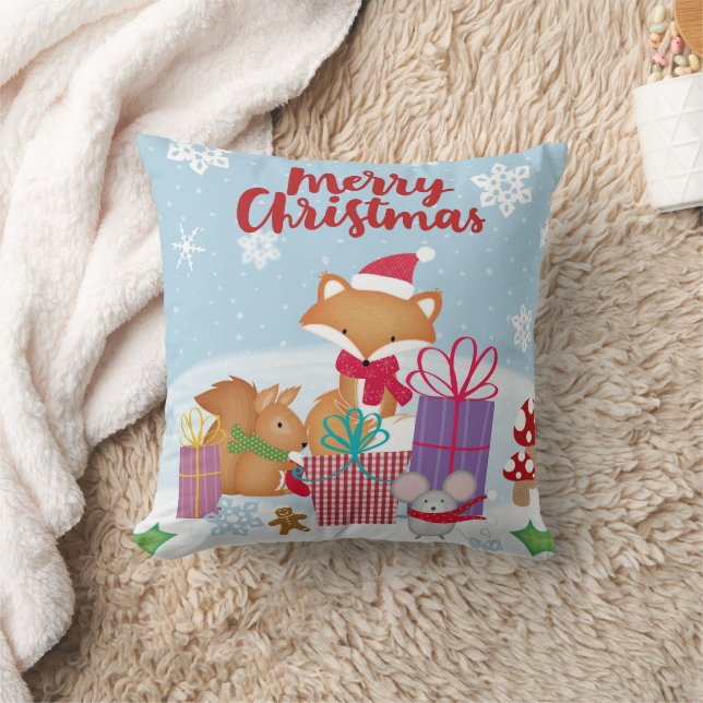 Merry Christmas Throw Pillow (Blanket)