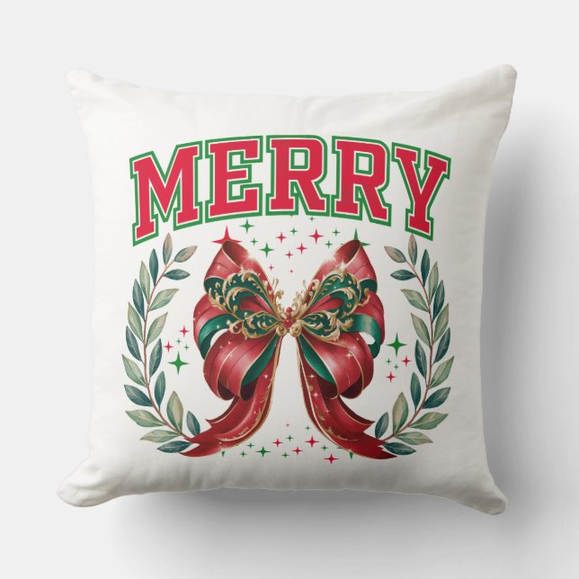 Merry Christmas Throw Pillow (Front)