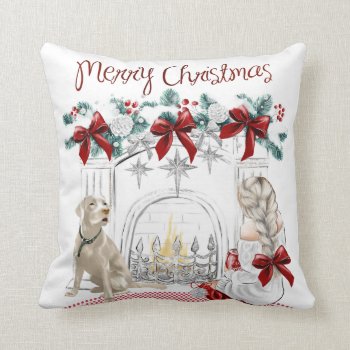Merry Christmas Throw Pillow by ChristmasBellsRing at Zazzle