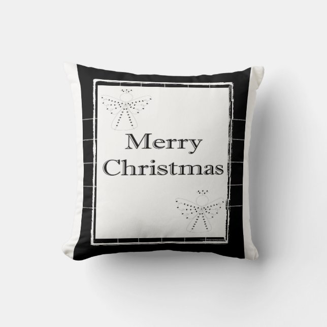 Merry Christmas Throw Pillow, Angels  Pillow (Front)
