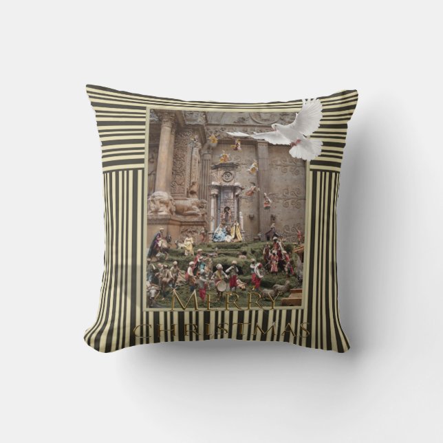 Merry Christmas Throw Pillow, Jesus Pillow (Front)