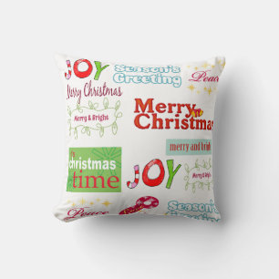 Merry Christmas Throw Pillow, Joy Peace Pillow