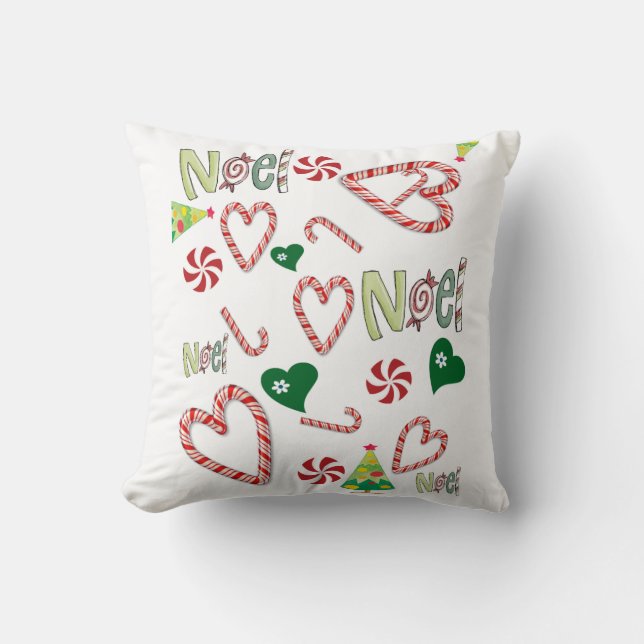 Merry Christmas Throw Pillow, Noel Throw Pillow (Front)