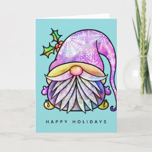 MERRY CHRISTMAS Tie Dye Hippy Gnome Holiday Card