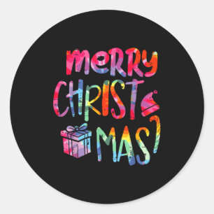 Merry Christmas Tie-dye Xmas Holiday Men Women Kid Classic Round Sticker