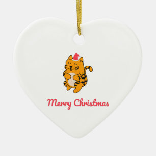 Merry Christmas Tiger Ceramic Ornament