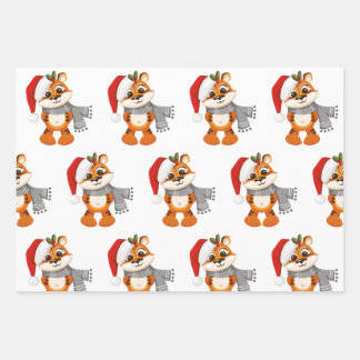Merry Christmas tiger cute Wrapping Paper Sheets