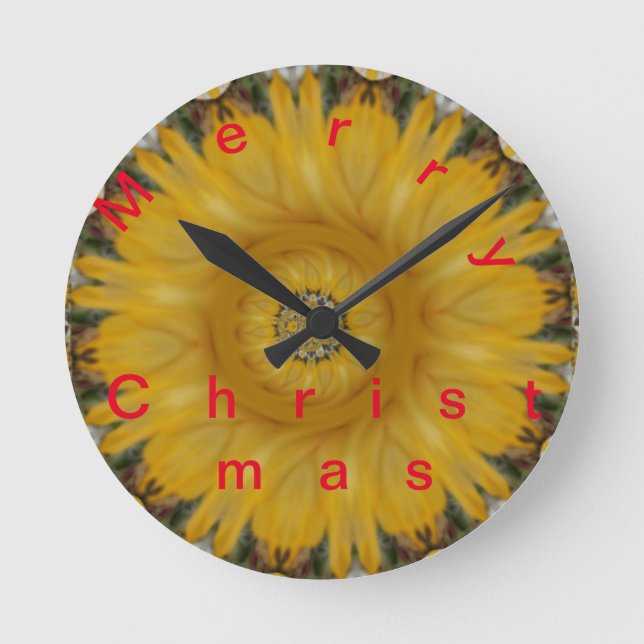 Merry Christmas Time Round Clock (Front)