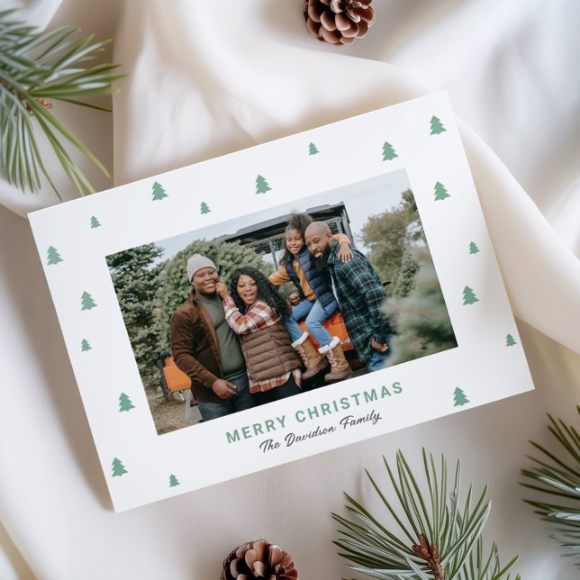 Merry Christmas Tiny Trees Letterpress Photo Cards (Creator Uploaded)