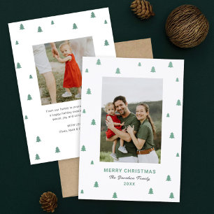 Merry Christmas Tiny Trees Letterpress Photo Cards
