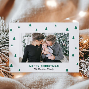 Merry Christmas Tiny Trees Letterpress Photo Cards