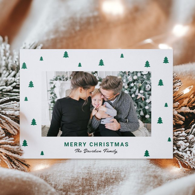 Merry Christmas Tiny Trees Letterpress Photo Cards (Creator Uploaded)