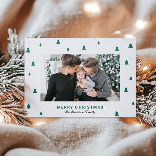 Merry Christmas Tiny Trees Letterpress Photo Cards
