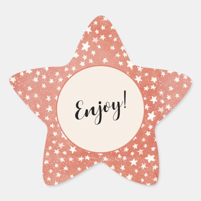 Merry Christmas Tiny White Stars Twinkling on Red Star Sticker (Front)