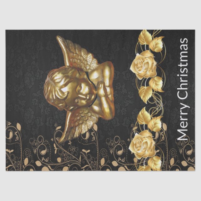 Merry Christmas Tissue Paper Gold Angel (Front)