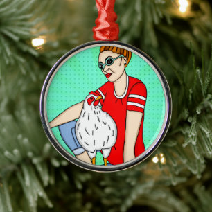Merry Christmas to a Back Yard Chicken Hobbyist Metal Ornament
