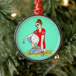 Merry Christmas to a Back Yard Chicken Hobbyist Metal Ornament